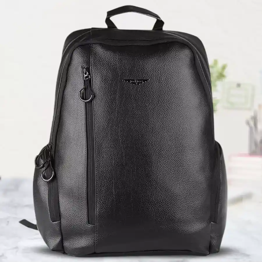 Stylish Urban Black Backpack for Men by Police with adjustable padded straps.