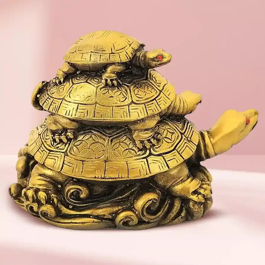Tri-Tiered Ceramic Tortoise in cheerful yellow, symbolizing longevity and happiness.