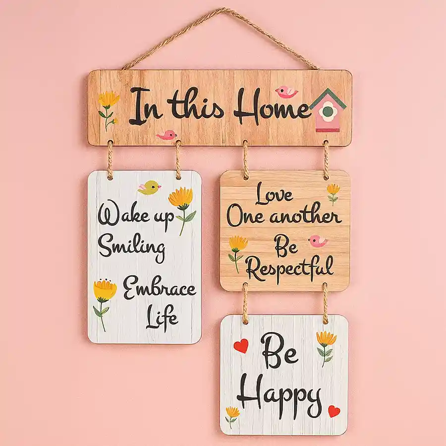 Vibrant multicolor wooden wall decor art piece for home, crafted from engineered wood.