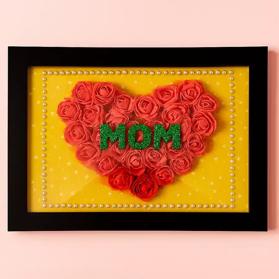 Smart Looking Hearty Mom Frame featuring a foam rose heart design, perfect for showcasing cherished photos of mom.
