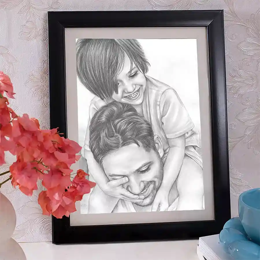 A lovely personalized portrait that captures cherished moments in a modern A4 rectangular design, made of plastic and glass.