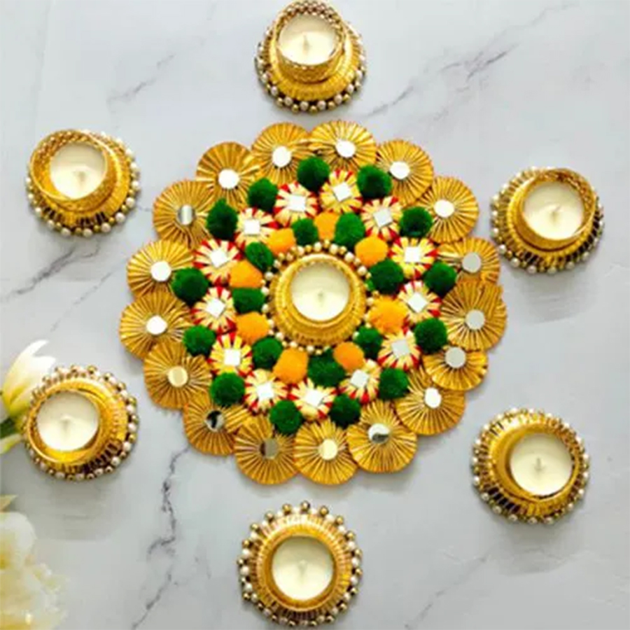 Artistic 12x12 MDF Rangoli Set for festive decoration and creativity.