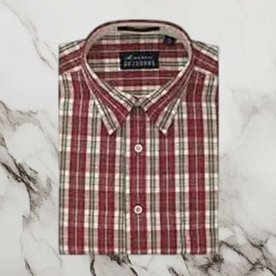 Half-sleeve check shirt from Allen Solly in cotton with button-down collar and chest pocket