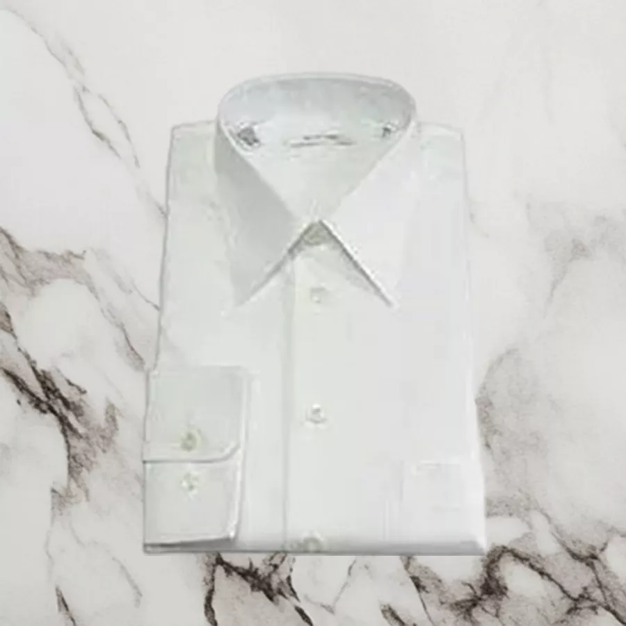 Classic white shirt from Raymonds in soft cotton with half sleeves, showcasing a tailored fit.