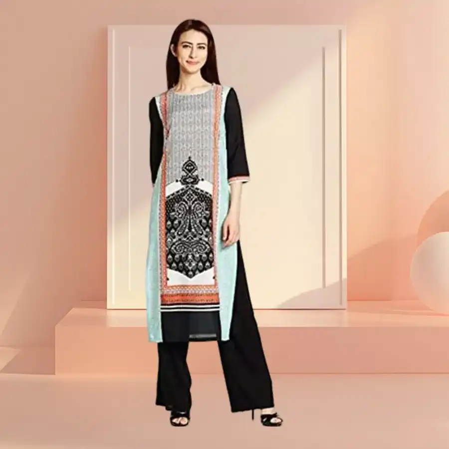 Pretty Polyester Kurti by W Brand featuring vibrant colors and bold front prints, showcasing elegance and style.