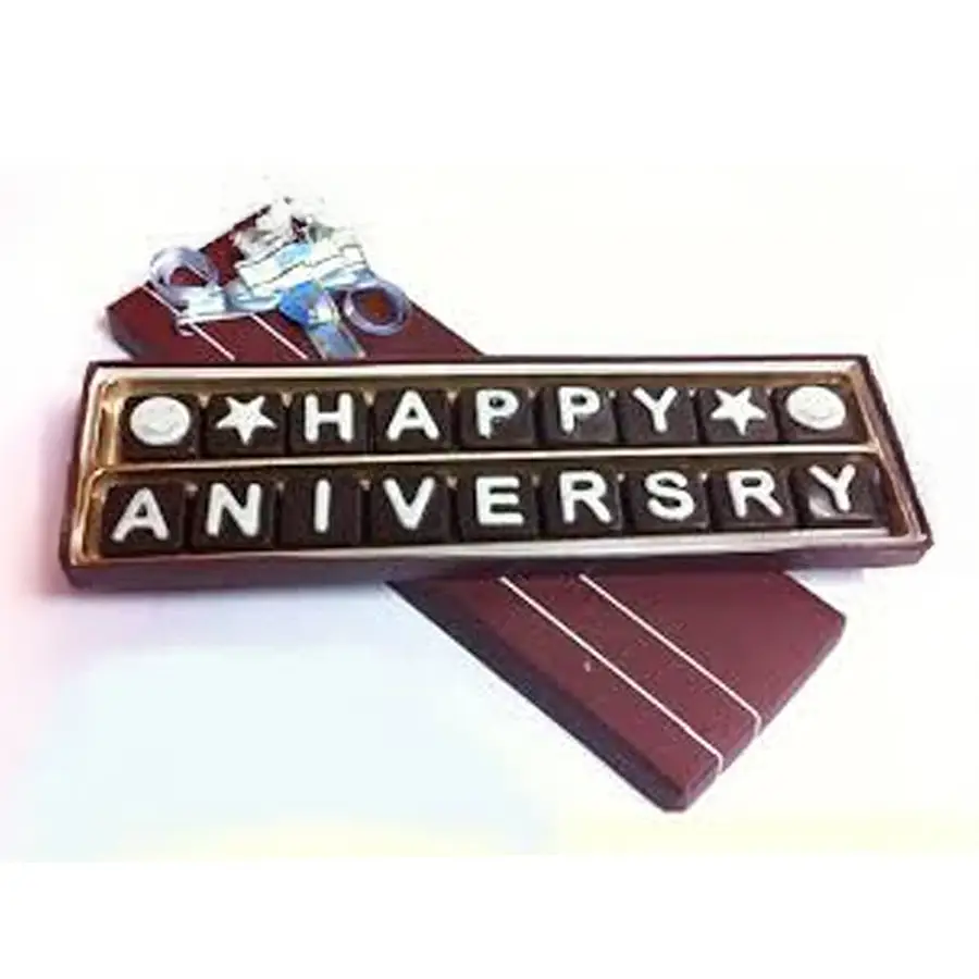 Tempting Happy Anniversary Chocolates Pack featuring 18 handcrafted chocolates in a beautifully designed box