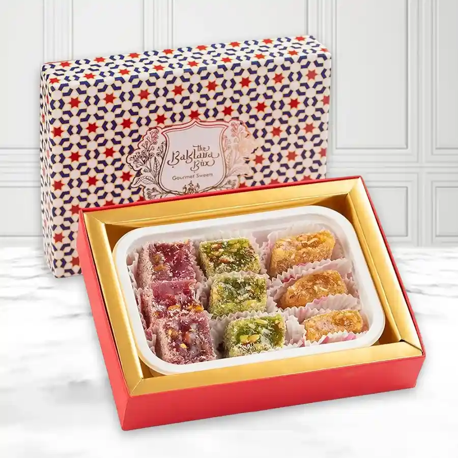 Delightful Turkish Treats Collection featuring assorted confections in a gift box.