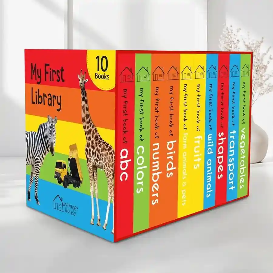 My First Library Boxset of 10 board books for kids aged 6 months and above.