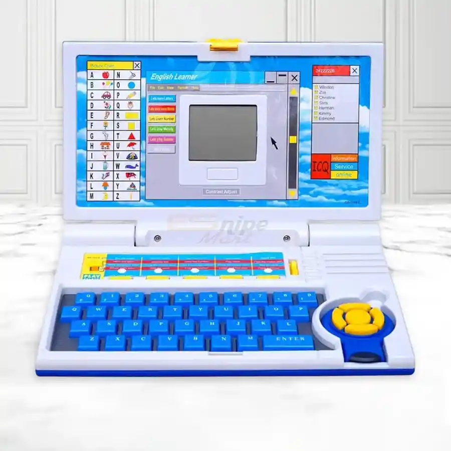 Interactive Learning Laptop for Kids with 20 educational games and activities, designed for ages 3 to 7. Perfect for imaginative indoor play.