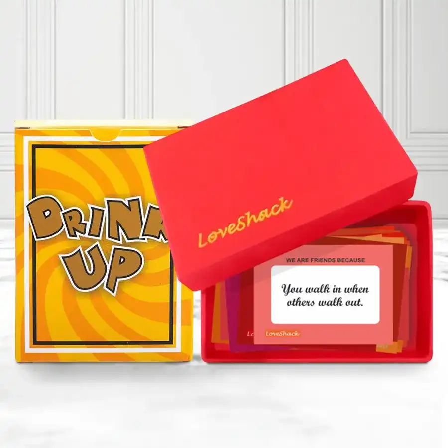 Two engaging adult card games for fun gatherings, featuring Drinkup Cards and Truth Or Dare, suitable for ages 18 and up.