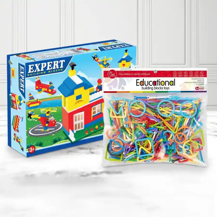 A vibrant Colorful Building Blocks Adventure Set featuring over 175 pieces for creative indoor play for kids aged 3-7.