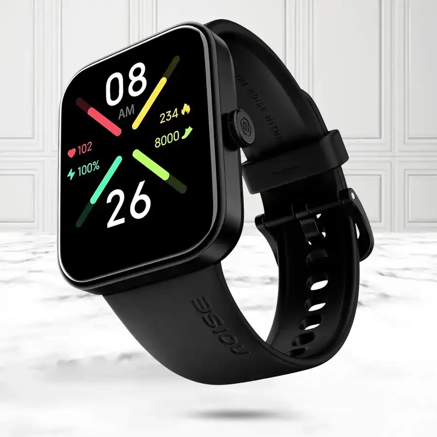 Noise Pulse Go Buzz Bluetooth Calling Smart Watch in sleek jet black.