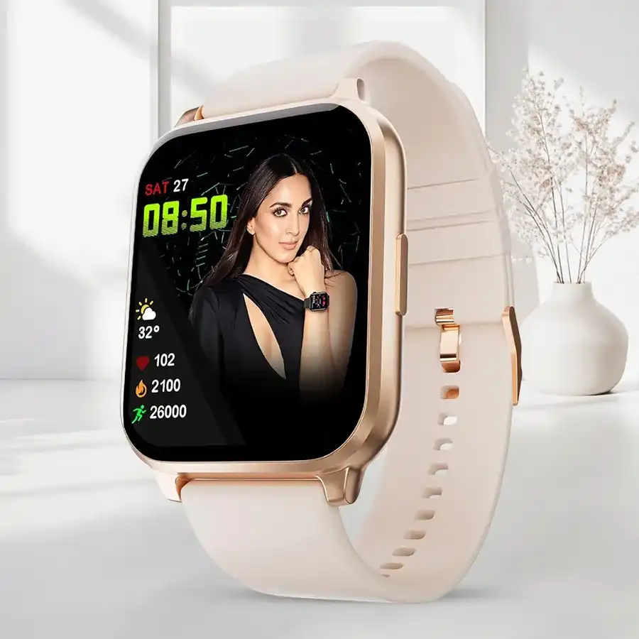 Trendy Fire-Boltt Ninja 3 Bluetooth Smartwatch in beige, showcasing its stylish design and fitness-tracking features.