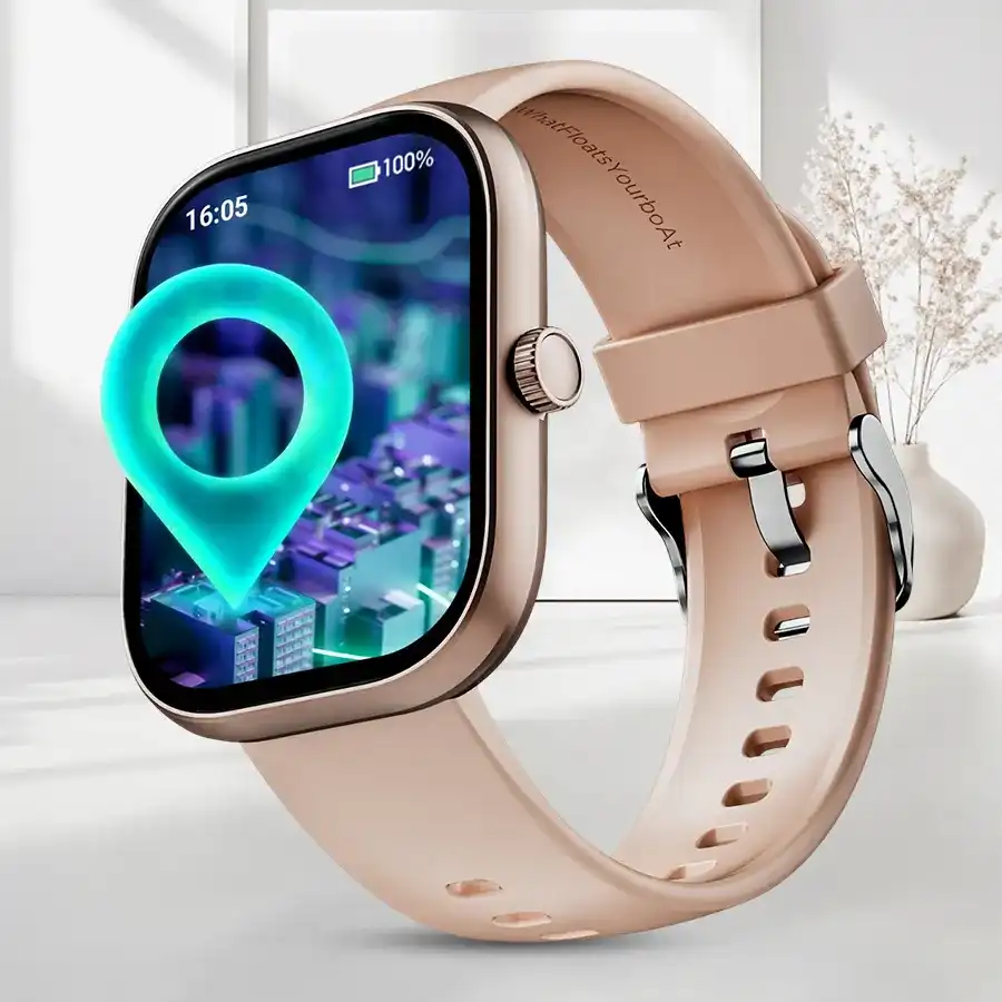 Trendsetting boAt Wave Call Smart Watch in Rustic Rose, a stylish fitness tracker perfect for gifting.