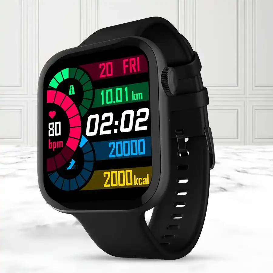 Elegant black Fire-Boltt Ring 3 Smart Watch designed for style and fitness tracking.