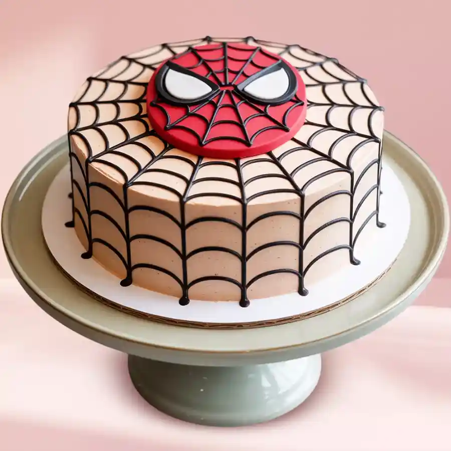 Spider-Man Chocolate Indulgence Cake with spider web design
