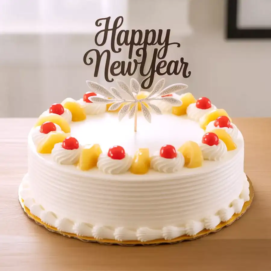 Eggless Pineapple Cake from 3/4 Star Bakery, weighing 2.2 lbs, wrapped in love for special moments.