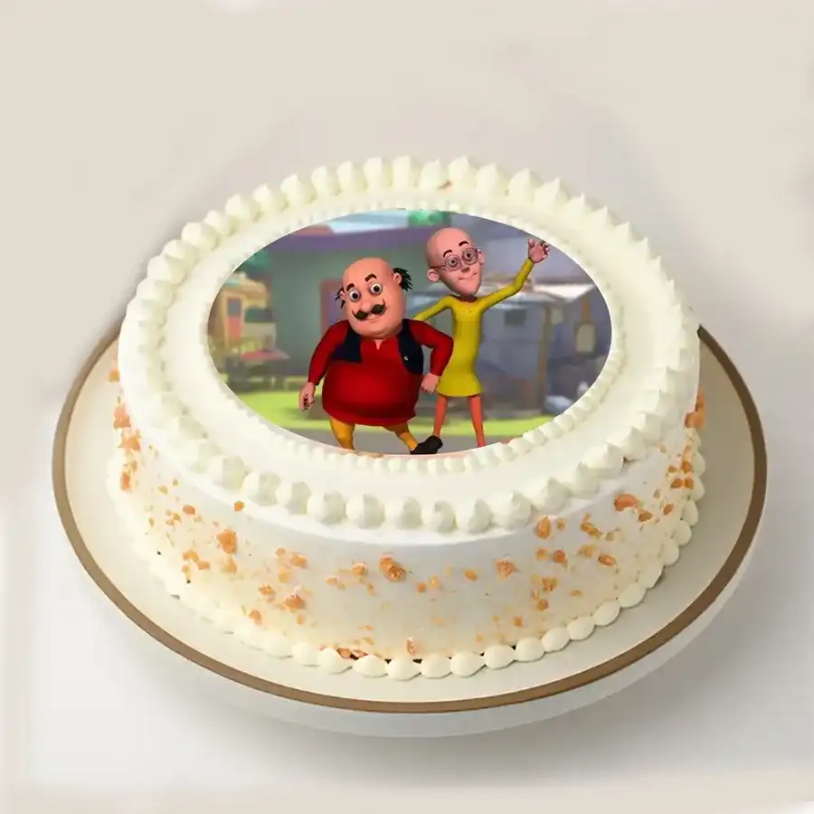 A delicious Motu Patlu themed photo cake weighing 500 grams, perfect for kids' celebrations.