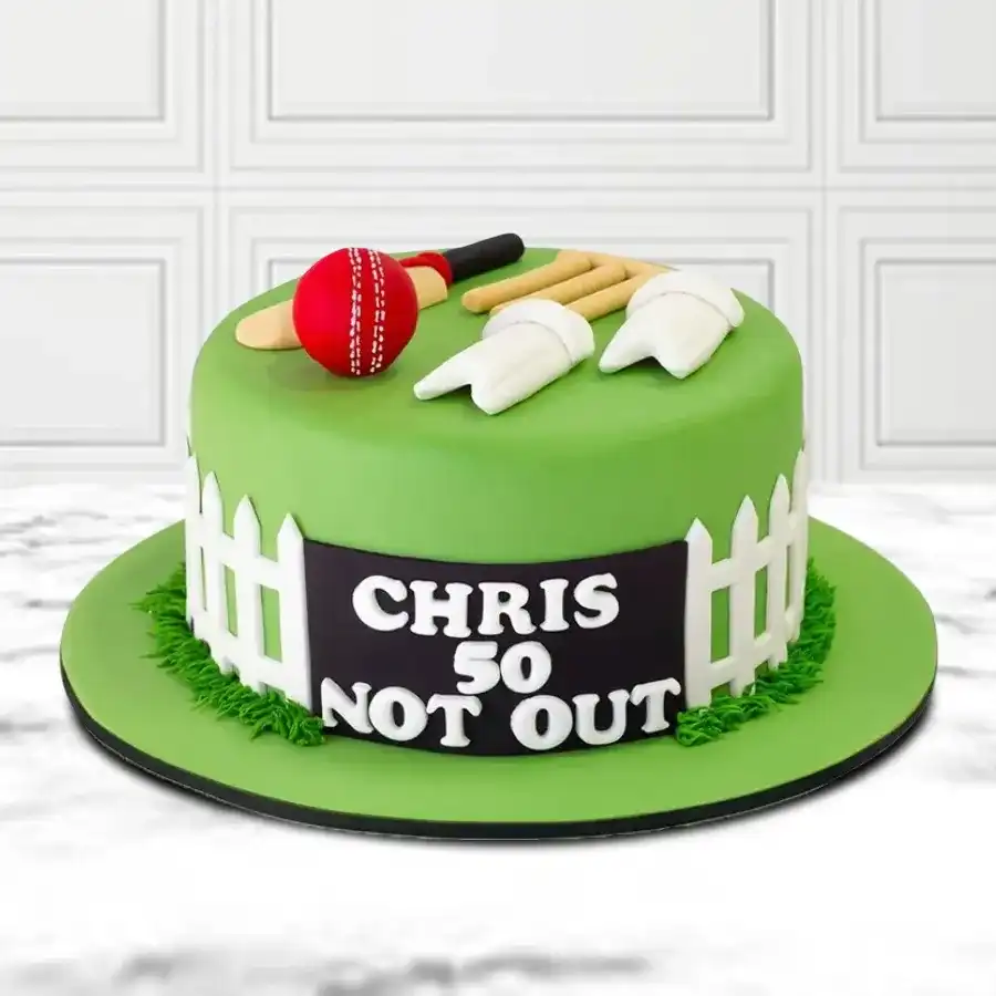 Charming Cricket Bat Birthday Cake perfect for kids' celebrations.