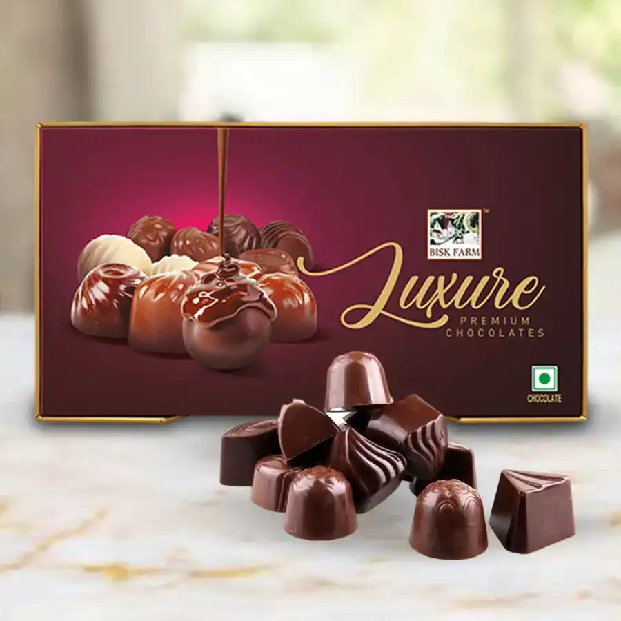 Premium Luxure Truffle Chocolates from Luscious Bisk Farms displayed in an elegant box