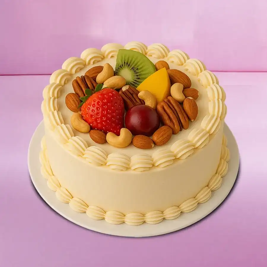 Heavenly Fruits and Nuts Delight Cake, 2.2 Lb, perfect for gifting.