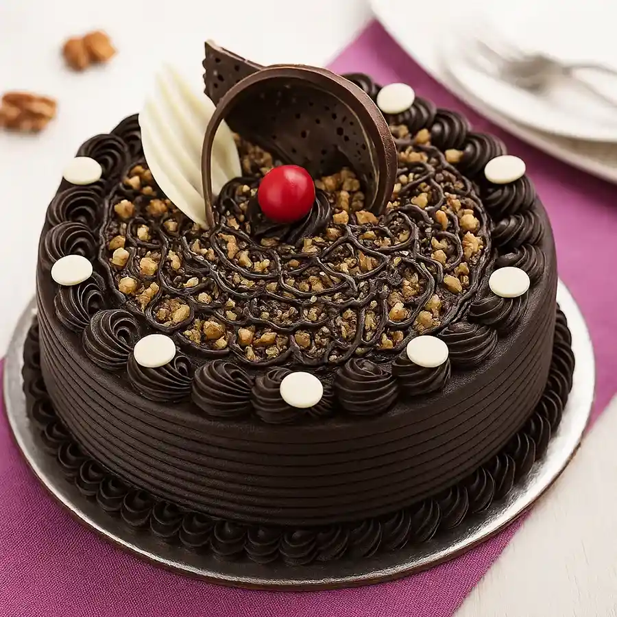 A delectable 1/2 kg Choco Walnut Cake perfect for gifting and sharing love.