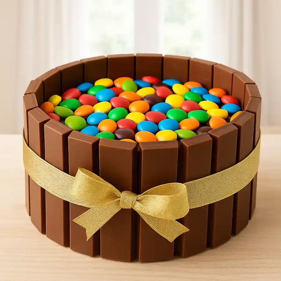 A scrumptious KitKat Gems Cake, perfect for celebrations or gifts.