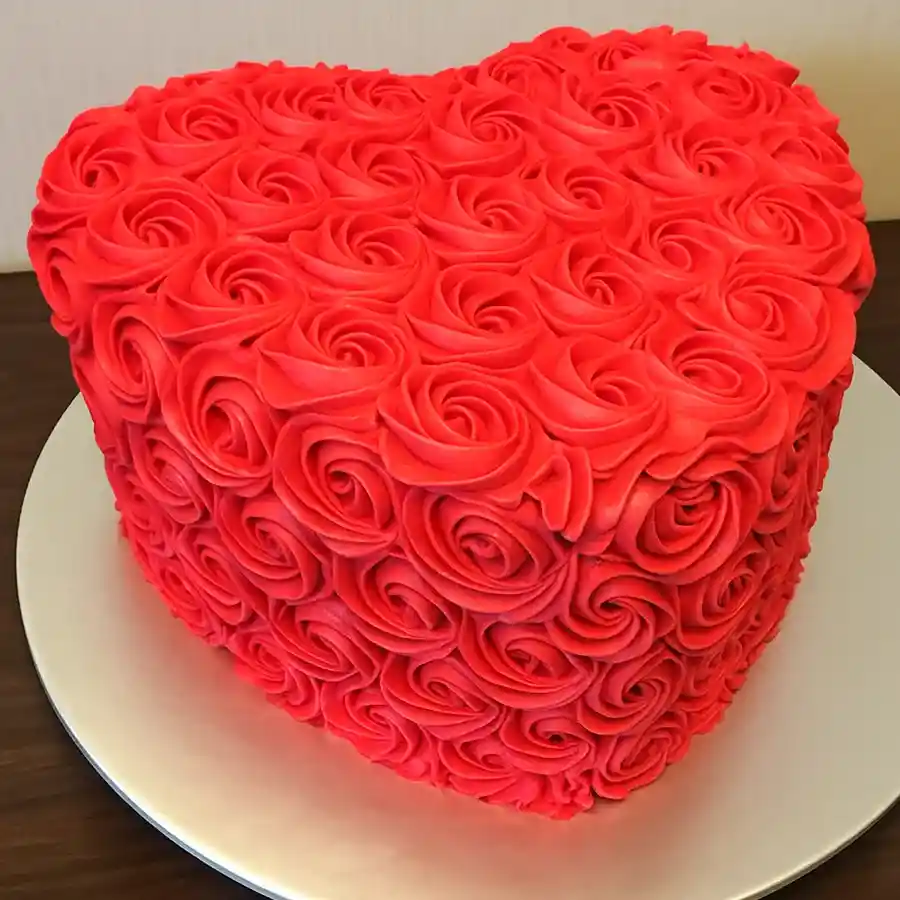 Heart-shaped strawberry cake designed for special moments and celebrations.