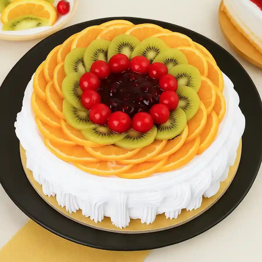 A vibrant 1/2 kg Fruity Loops Celebration Cake, perfect for joyful gatherings and special moments.