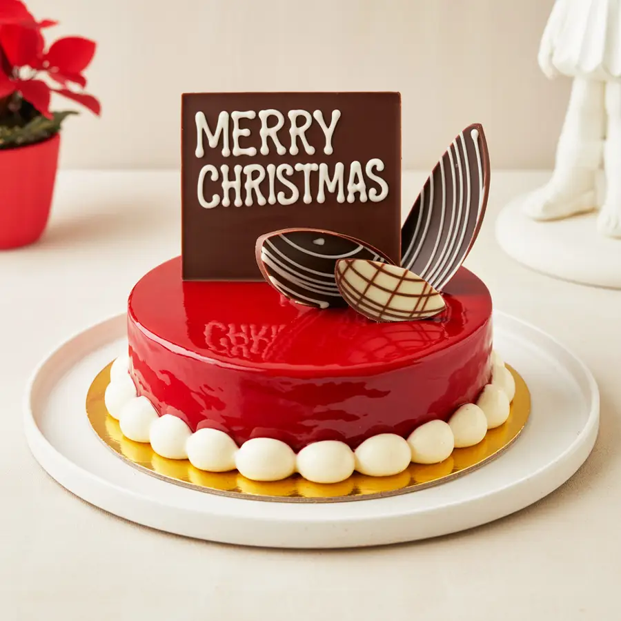A beautifully crafted Strawberry Vanilla Fusion Cake for Christmas celebrations, weighing 2.2 lb.
