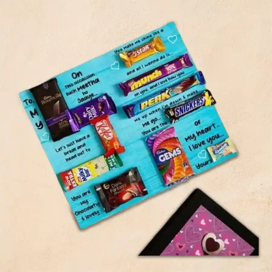 Splendid Chocolate Card with assorted chocolates and personalized message