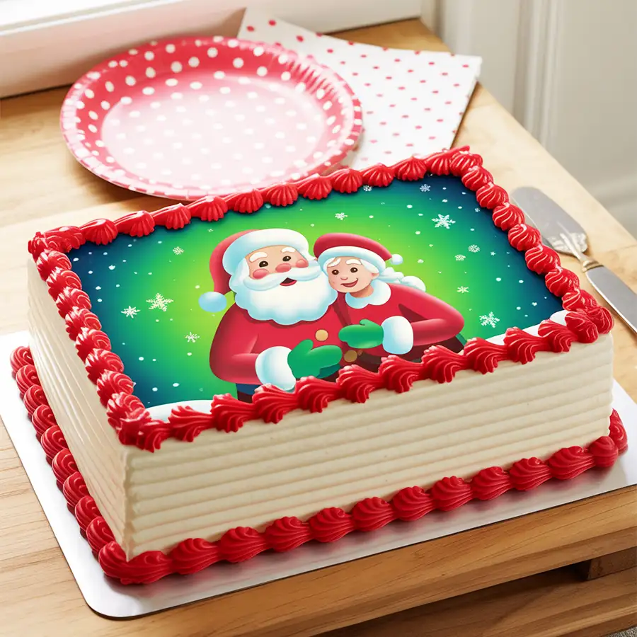 Decorative Santa Claus Photo Cake, perfect for Christmas celebrations.