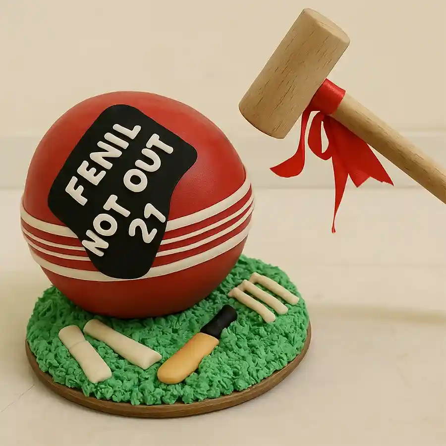 Cricketer's Dream Hammer Cake, a 1 kg cake celebrating cricket, perfect for gifting to loved ones.