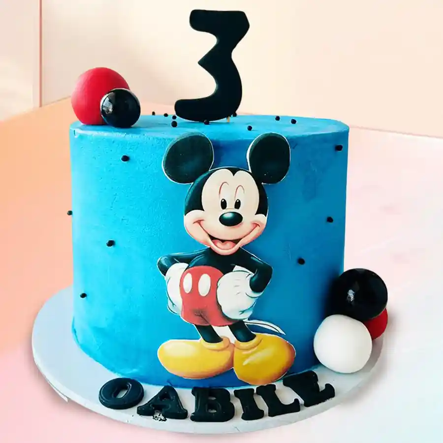 Tempting Mickey Mouse Blue Cake tailored for children’s parties.