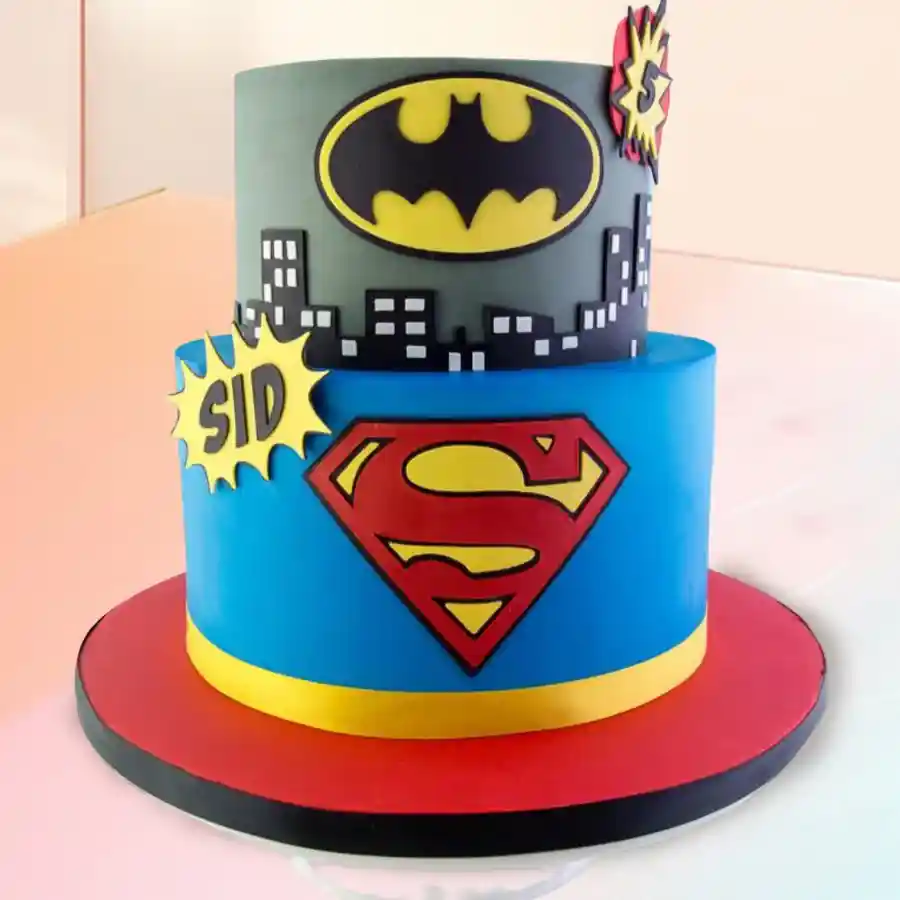 Exceptional 2 Tier Super Hero Cake for birthdays, weighing 5 kg.