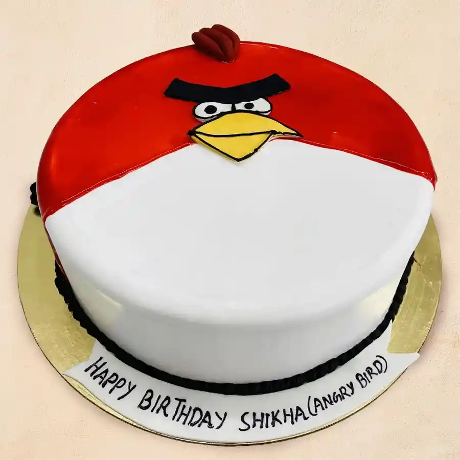 Playful Angry Bird Fondant Cake for birthdays, 2.2 lbs.