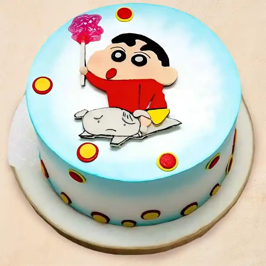 Garnished Nobita Cake for kids' parties, designed to delight young guests.