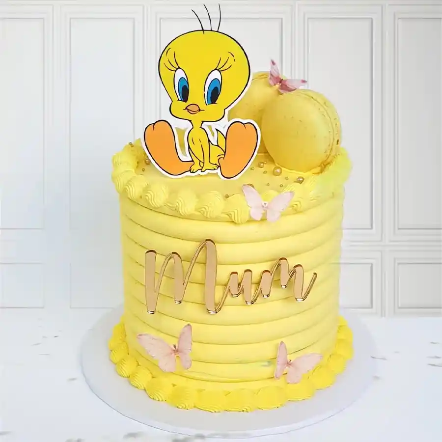 Tweety's Joyful Celebration Cake, a fun 1 lb photo cake for kids, featuring the beloved character Tweety, perfect for parties.