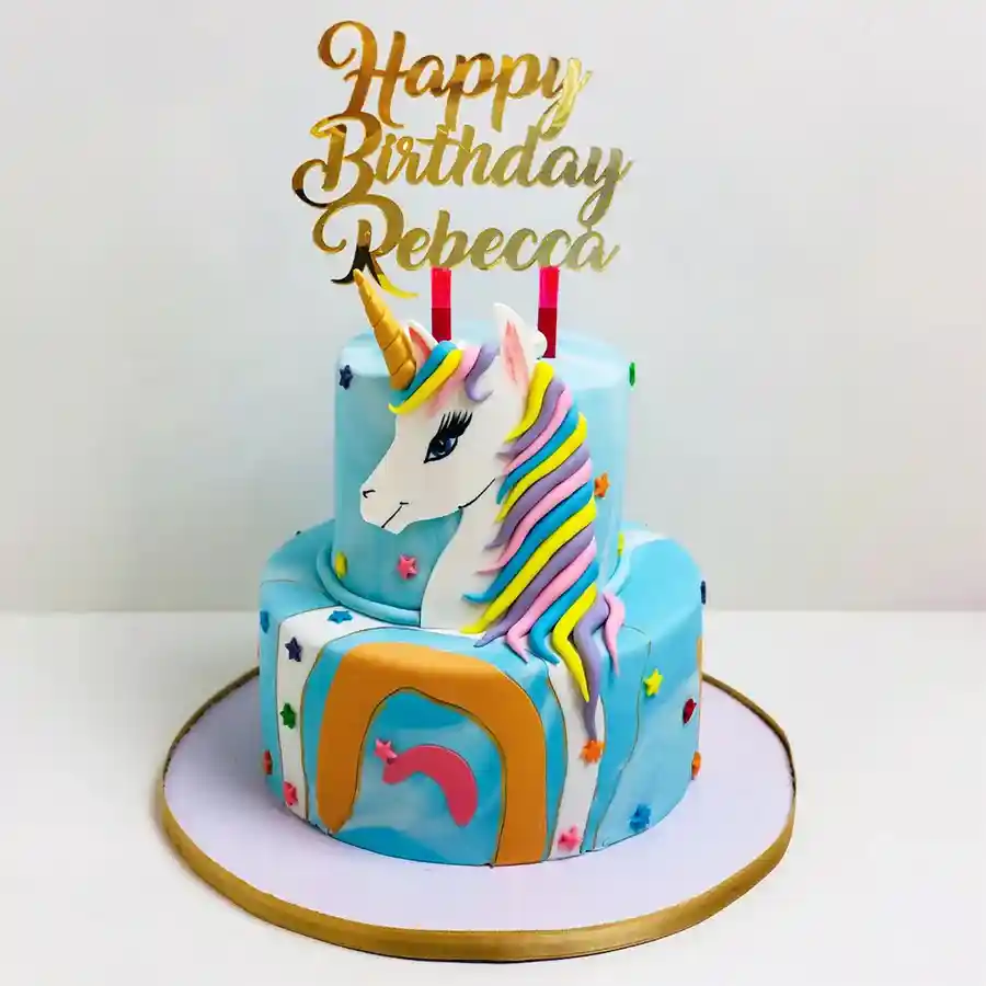 2 Tier Unicorn Cake designed for young celebrations, weighing 3 kg.