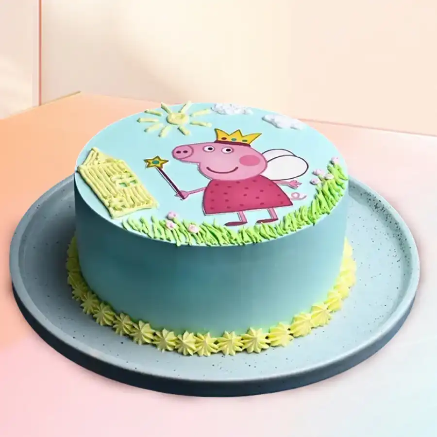 Peppa Pig themed eggless cake weighing 2.2 lbs for kids' celebrations.