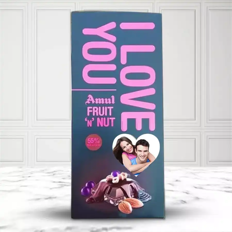 Personalized I Love You Photo Fruit n Nut Bar with customized photo and message on packaging