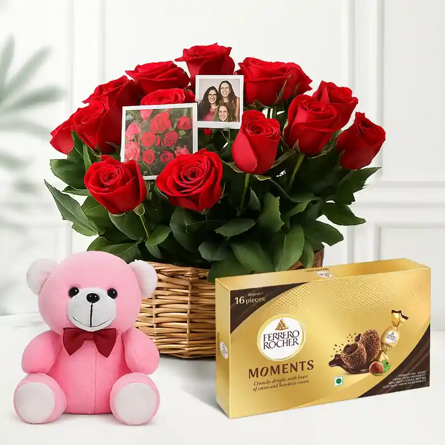 50 Red Roses Arrangement with Assorted Cadburys Chocolate