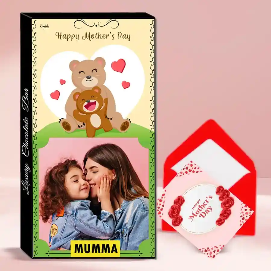 Creamy N Nutty Personalized Photo Chocolate Bar with customizable box and Mother's Day theme