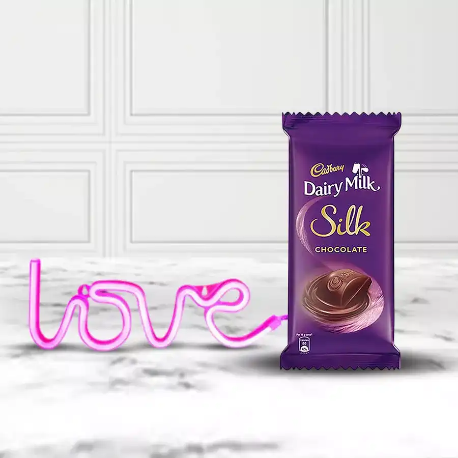 Neon Love Lamp and Cadbury Dairy Milk Silk Chocolate Combo for Valentine's Day