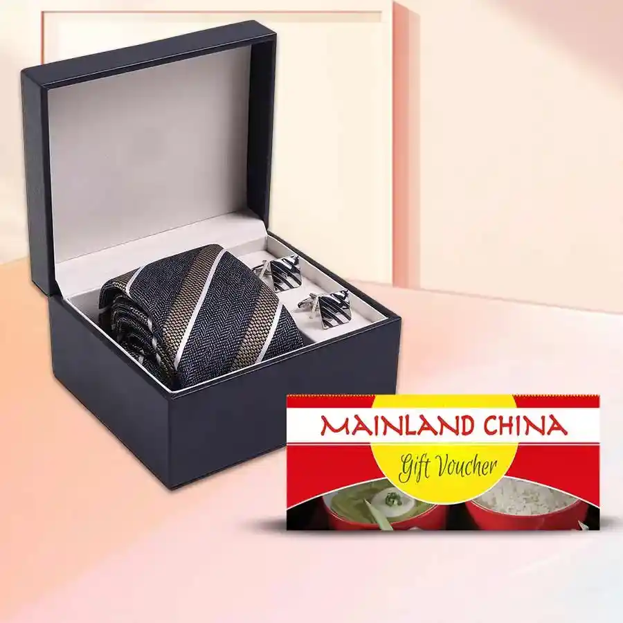 Magnificent Combo of Mainland China Gift E Voucher and Tie Tiepin Gift Set