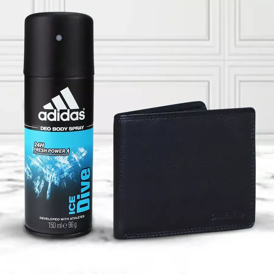 Exquisite Adidas Deo alongside a Richborn Leather Wallet on a stylish background