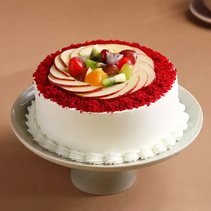 1/2 Kg Fresh Fruit Cake, a delightful and vibrant indulgence for loved ones.