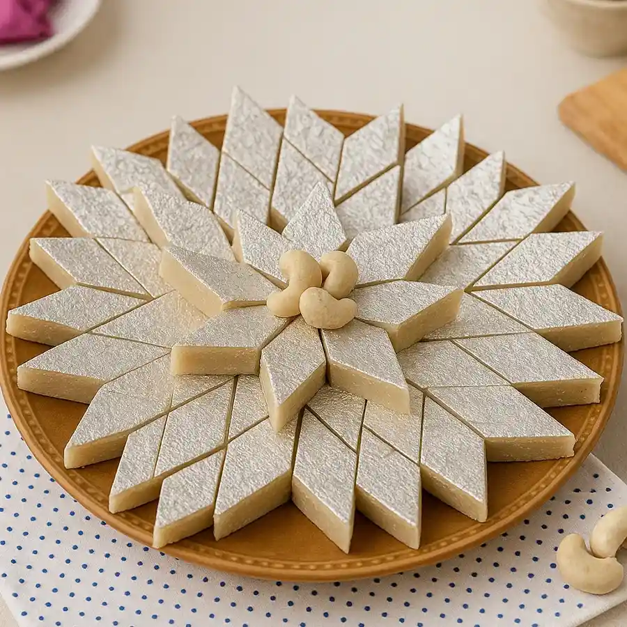 1/2 kg of Irresistible Kaju Katli from Haldiram, a rich cashew confection.