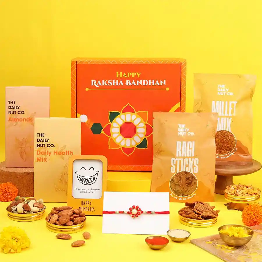 Heartfelt Rakhi Treats Bundle with healthy treats and traditions.