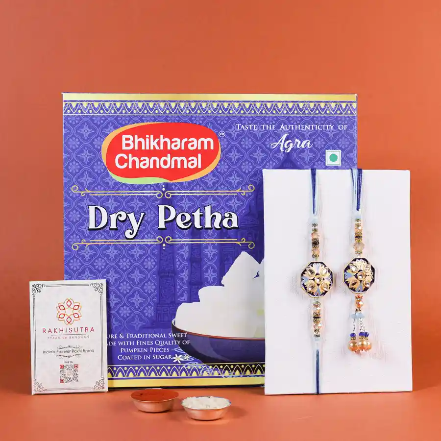 Timeless Rakhi gift set for Bhaiya and Bhabi with sweets